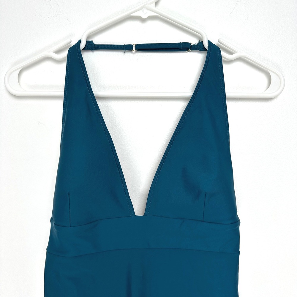 NWT Summersalt V Halter Zen One Piece Swimsuit Teal Blue Open Back Size 8 - Picture 5 of 11